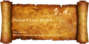 Valentiny Andor névjegykártya